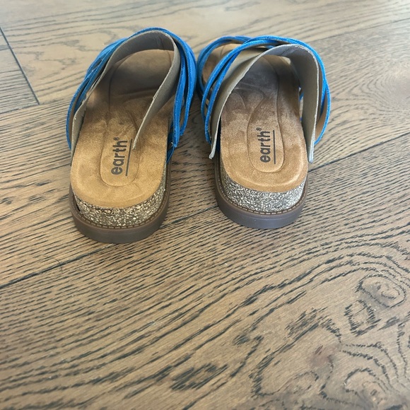 NEW IN BOX! Earth Woman's Desty Round Toe Woven Casual Slip-on Blue Sandals Sz 7 - Picture 6 of 13